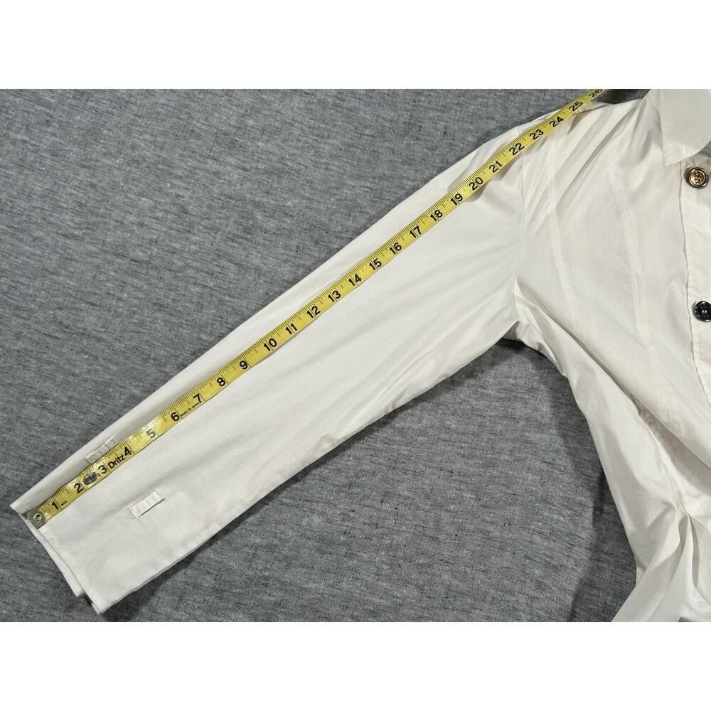 Burberry London Shirt Womens 8 White Long Sleeve Short Sleeve Button-Up Top - Picture 9 of 13